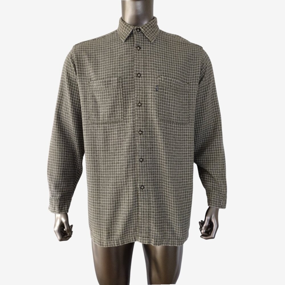 Vintage 1990s Levi's Jeans Green Check Collared Casual Button Down Shirt